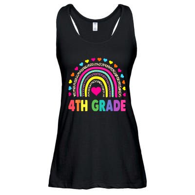 4th Grade Teacher Leopard Rainbow Back To School Girl Boy Ladies Essential Flowy Tank