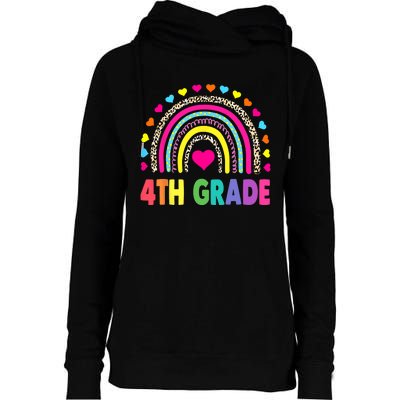 4th Grade Teacher Leopard Rainbow Back To School Girl Boy Womens Funnel Neck Pullover Hood