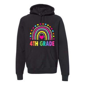 4th Grade Teacher Leopard Rainbow Back To School Girl Boy Premium Hoodie