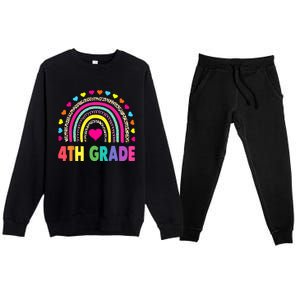 4th Grade Teacher Leopard Rainbow Back To School Girl Boy Premium Crewneck Sweatsuit Set