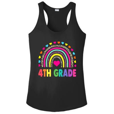 4th Grade Teacher Leopard Rainbow Back To School Girl Boy Ladies PosiCharge Competitor Racerback Tank