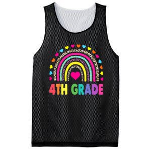 4th Grade Teacher Leopard Rainbow Back To School Girl Boy Mesh Reversible Basketball Jersey Tank