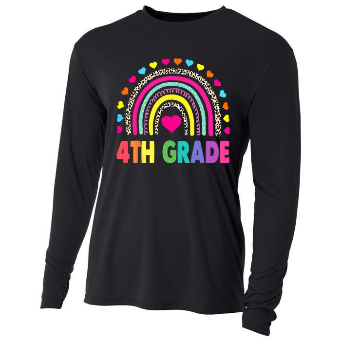 4th Grade Teacher Leopard Rainbow Back To School Girl Boy Cooling Performance Long Sleeve Crew