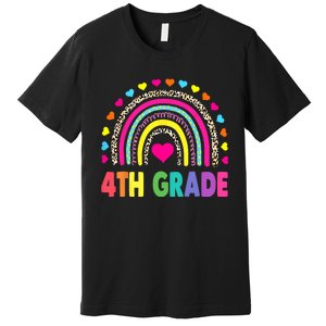 4th Grade Teacher Leopard Rainbow Back To School Girl Boy Premium T-Shirt