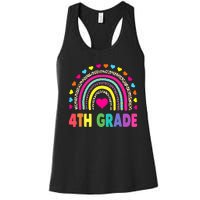 4th Grade Teacher Leopard Rainbow Back To School Girl Boy Women's Racerback Tank