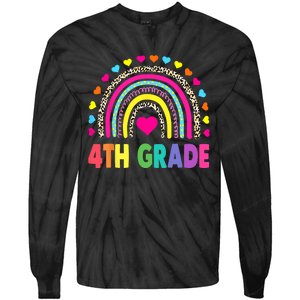 4th Grade Teacher Leopard Rainbow Back To School Girl Boy Tie-Dye Long Sleeve Shirt