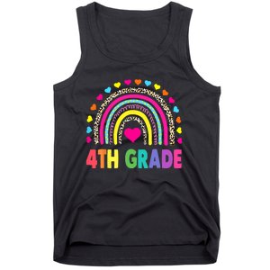 4th Grade Teacher Leopard Rainbow Back To School Girl Boy Tank Top