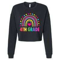 4th Grade Teacher Leopard Rainbow Back To School Girl Boy Cropped Pullover Crew