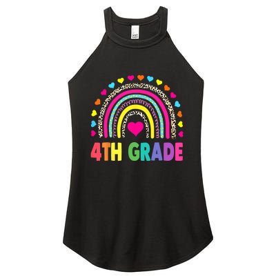 4th Grade Teacher Leopard Rainbow Back To School Girl Boy Women's Perfect Tri Rocker Tank