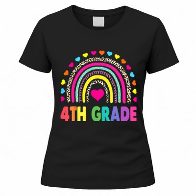 4th Grade Teacher Leopard Rainbow Back To School Girl Boy Women's T-Shirt