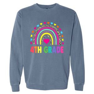 4th Grade Teacher Leopard Rainbow Back To School Girl Boy Garment-Dyed Sweatshirt