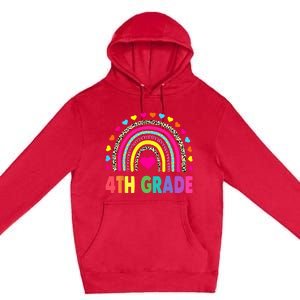 4th Grade Teacher Leopard Rainbow Back To School Girl Boy Premium Pullover Hoodie