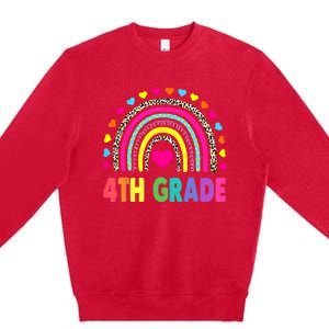 4th Grade Teacher Leopard Rainbow Back To School Girl Boy Premium Crewneck Sweatshirt