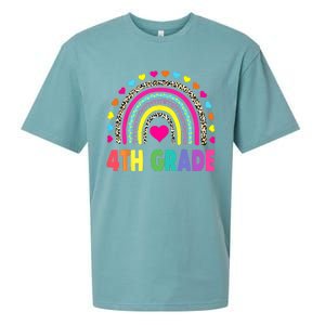 4th Grade Teacher Leopard Rainbow Back To School Girl Boy Sueded Cloud Jersey T-Shirt