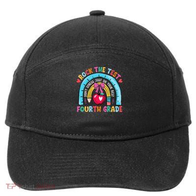 4th Grade Teacher Rock The Test Day Fourth Grade Testing Day Gift 7-Panel Snapback Hat