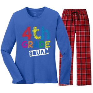 4Th Grade Teacher Design 4Th Grade Squad Gift Women's Long Sleeve Flannel Pajama Set 