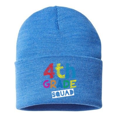 4Th Grade Teacher Design 4Th Grade Squad Gift Sustainable Knit Beanie