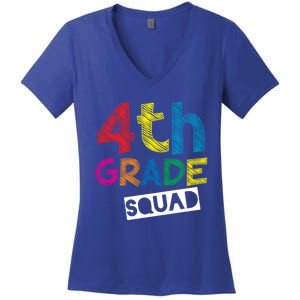 4Th Grade Teacher Design 4Th Grade Squad Gift Women's V-Neck T-Shirt