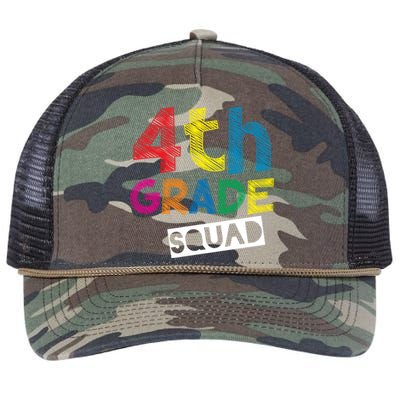 4Th Grade Teacher Design 4Th Grade Squad Gift Retro Rope Trucker Hat Cap