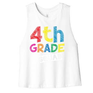 4Th Grade Teacher Design 4Th Grade Squad Gift Women's Racerback Cropped Tank