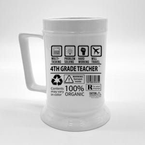 4th Grade Teacher MultiTasking Certified Job Back To School Gift Beer Stein