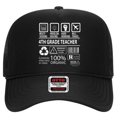 4th Grade Teacher MultiTasking Certified Job Gift Fourth Grade High Crown Mesh Back Trucker Hat