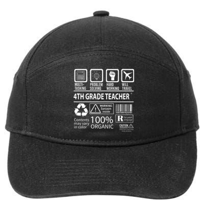 4th Grade Teacher MultiTasking Certified Job Gift Fourth Grade 7-Panel Snapback Hat