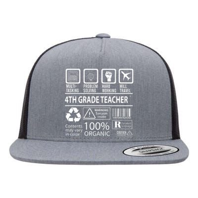 4th Grade Teacher MultiTasking Certified Job Gift Fourth Grade Flat Bill Trucker Hat