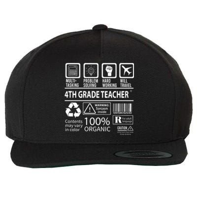 4th Grade Teacher MultiTasking Certified Job Gift Fourth Grade Wool Snapback Cap