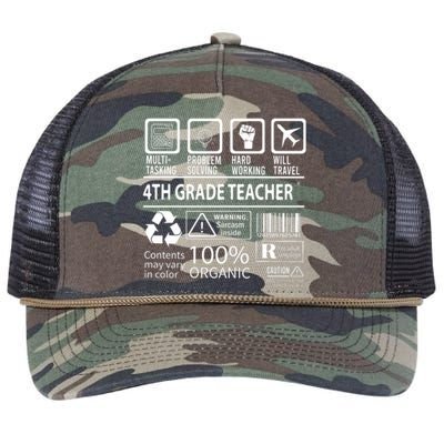 4th Grade Teacher MultiTasking Certified Job Gift Fourth Grade Retro Rope Trucker Hat Cap