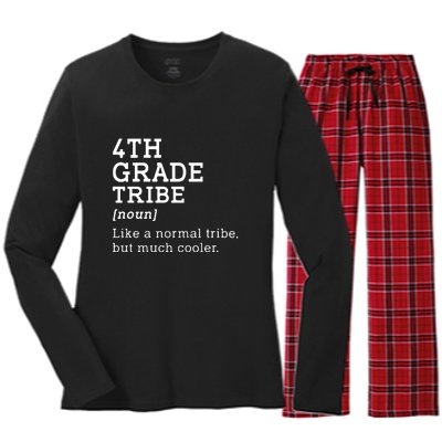 4th Grade Tribe Back To School Teacher Fourth Grade Team Gift Women's Long Sleeve Flannel Pajama Set 