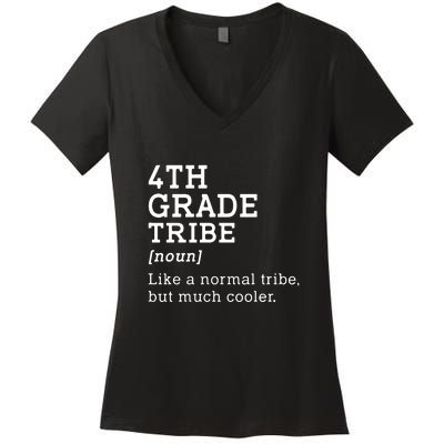 4th Grade Tribe Back To School Teacher Fourth Grade Team Gift Women's V-Neck T-Shirt