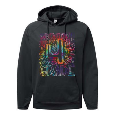 4th Grade Typography Team Fourth Grade Back To School Performance Fleece Hoodie