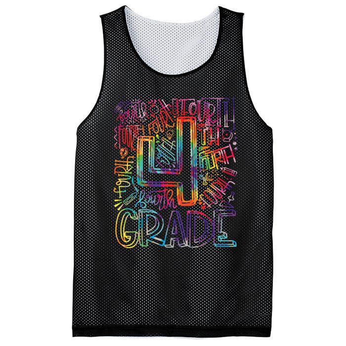 4th Grade Typography Team Fourth Grade Back To School Mesh Reversible Basketball Jersey Tank