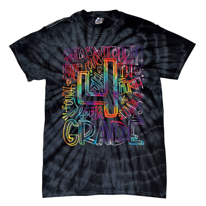 4th Grade Typography Team Fourth Grade Back To School Tie-Dye T-Shirt