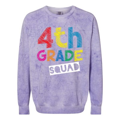 4Th Grade Teacher Design 4Th Grade Squad Cute Gift Colorblast Crewneck Sweatshirt