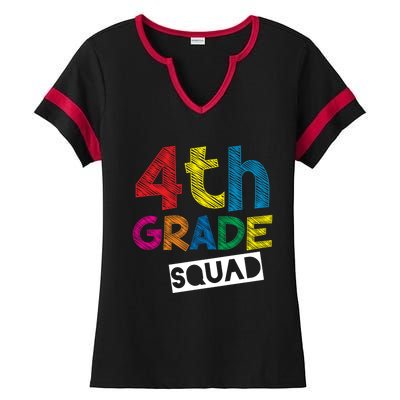 4Th Grade Teacher Design 4Th Grade Squad Cute Gift Ladies Halftime Notch Neck Tee