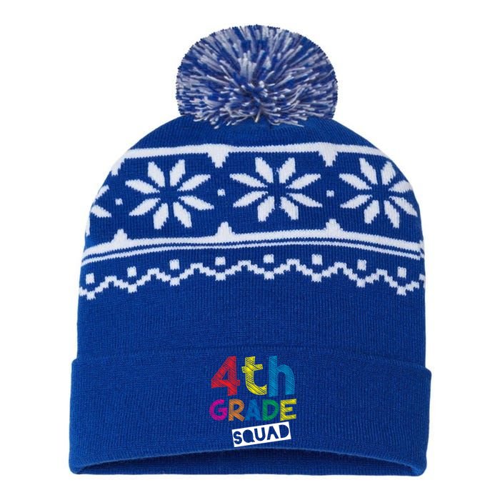 4Th Grade Teacher Design 4Th Grade Squad Cute Gift USA-Made Snowflake Beanie