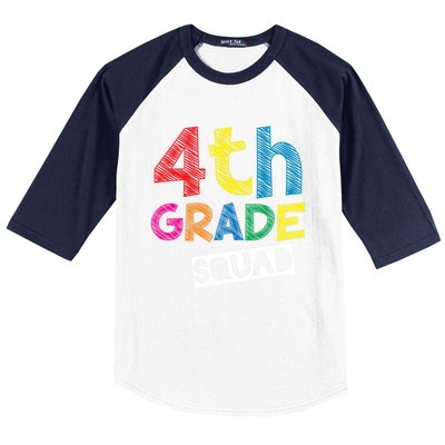 4Th Grade Teacher Design 4Th Grade Squad Cute Gift Baseball Sleeve Shirt