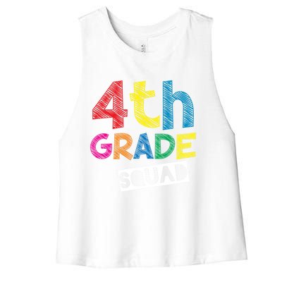 4Th Grade Teacher Design 4Th Grade Squad Cute Gift Women's Racerback Cropped Tank