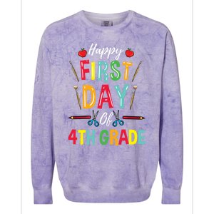 4Th Grade Teacher Happy First Day Of 4Th Grade Great Gift Colorblast Crewneck Sweatshirt