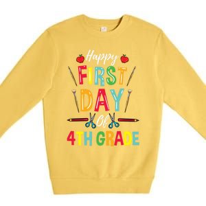 4Th Grade Teacher Happy First Day Of 4Th Grade Great Gift Premium Crewneck Sweatshirt