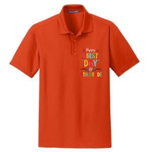 4Th Grade Teacher Happy First Day Of 4Th Grade Great Gift Dry Zone Grid Polo