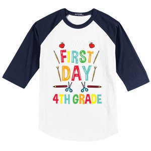 4Th Grade Teacher Happy First Day Of 4Th Grade Great Gift Baseball Sleeve Shirt