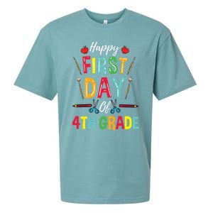 4Th Grade Teacher Happy First Day Of 4Th Grade Great Gift Sueded Cloud Jersey T-Shirt