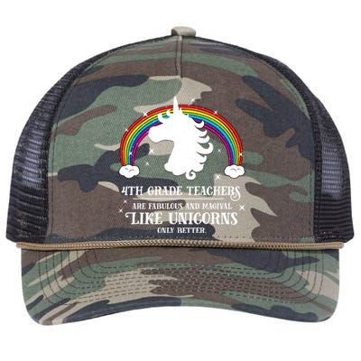 4Th Grade Teachers Fabulous Unicorn Funny Fourth Grade Great Gift Retro Rope Trucker Hat Cap