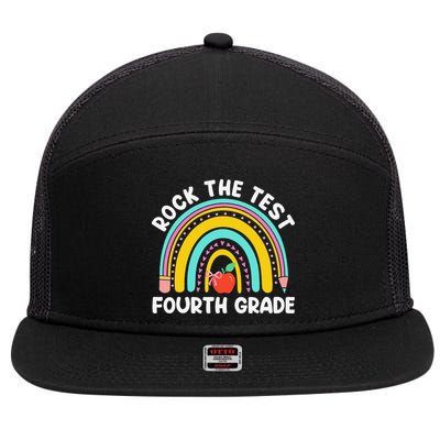 4th Grade Teacher Rock The Test Day Fourth Grade Testing 7 Panel Mesh Trucker Snapback Hat
