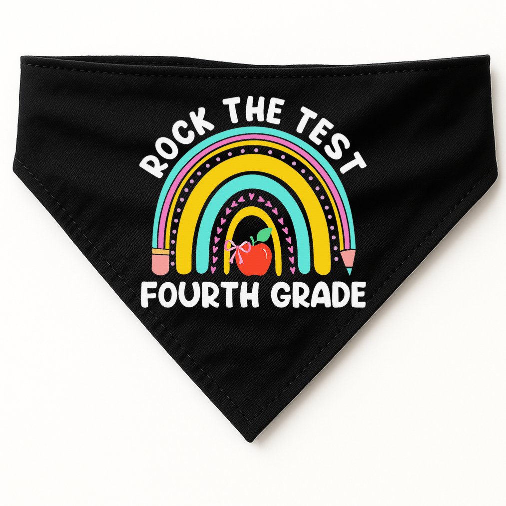 4th Grade Teacher Rock The Test Day Fourth Grade Testing USA-Made Doggie Bandana