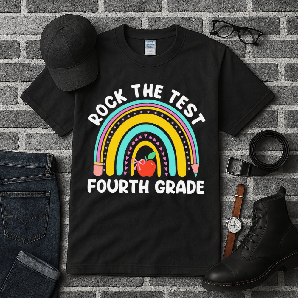 4th Grade Teacher Rock The Test Day Fourth Grade Testing Tall T-Shirt