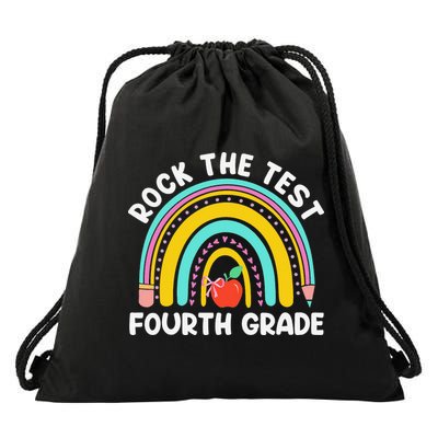 4th Grade Teacher Rock The Test Day Fourth Grade Testing Drawstring Bag
